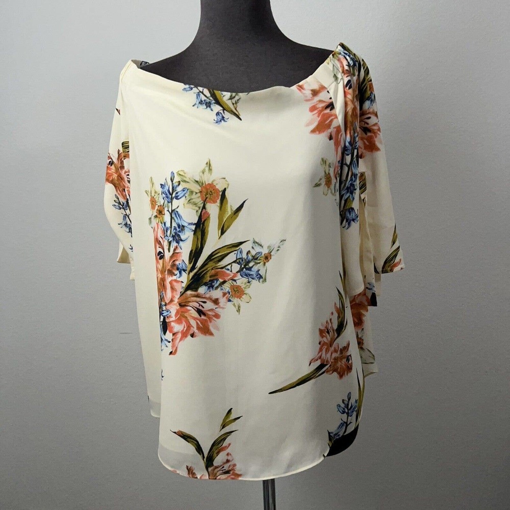 Aritzia Babaton Malik Top Women M Yellow Cream Flower Off shoulder